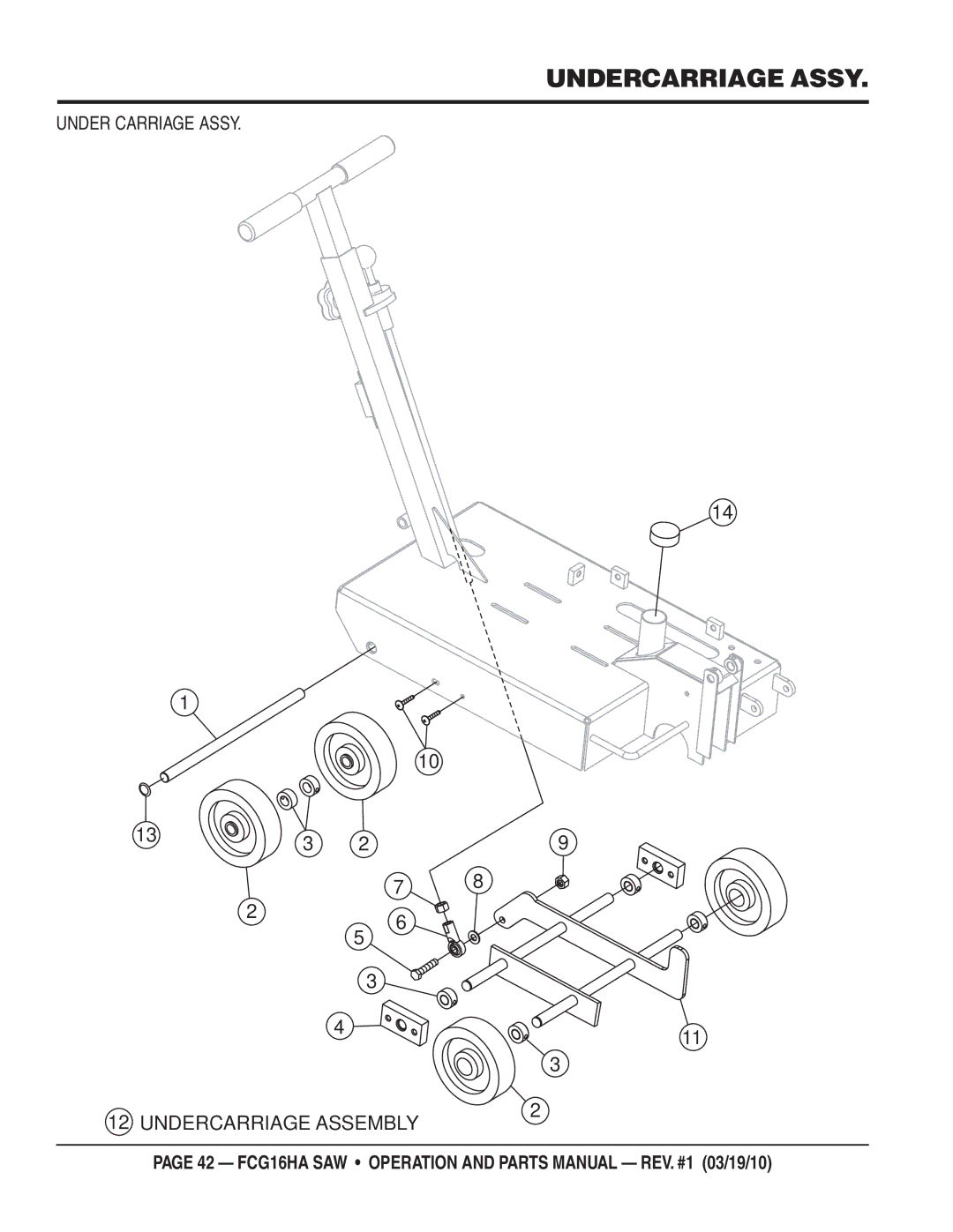 Multiquip FCG1-6HA manual Undercarriage Assy 