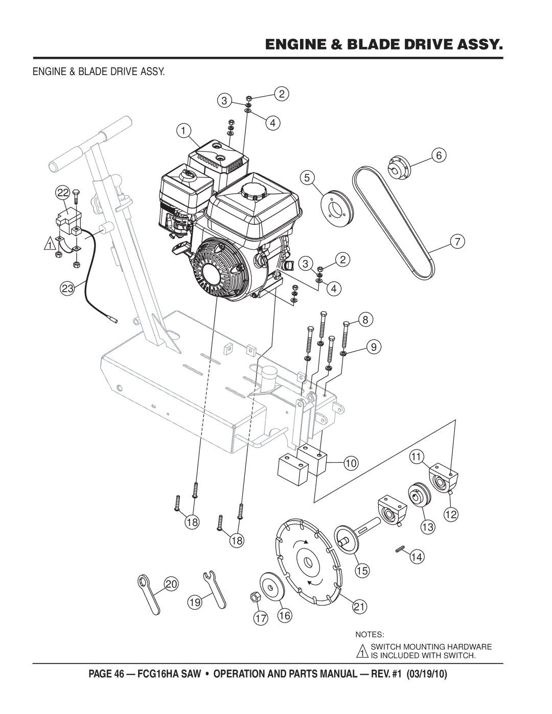 Multiquip FCG1-6HA manual Engine & Blade Drive Assy 