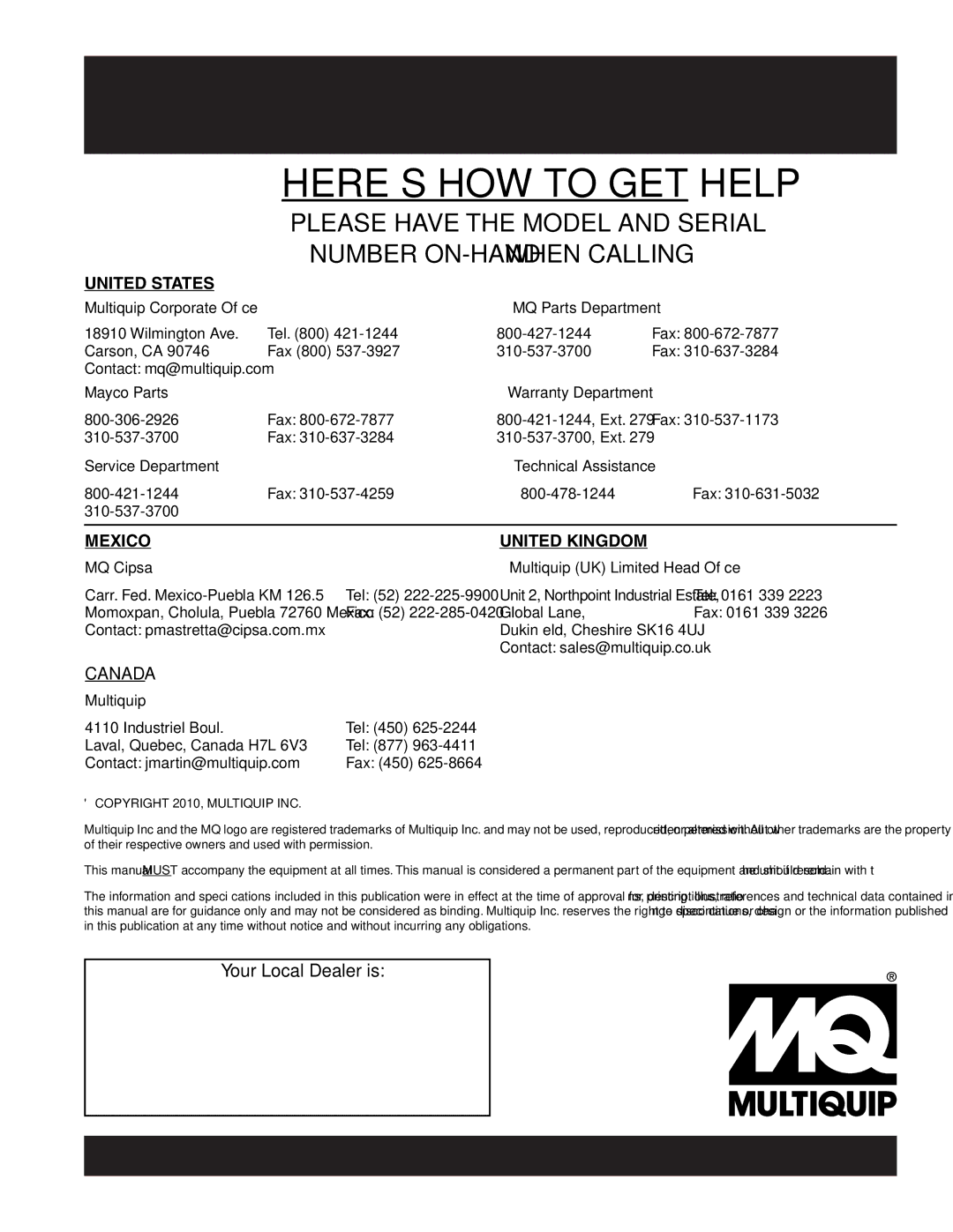 Multiquip FCG1-6HA manual HERE’S HOW to GET Help 