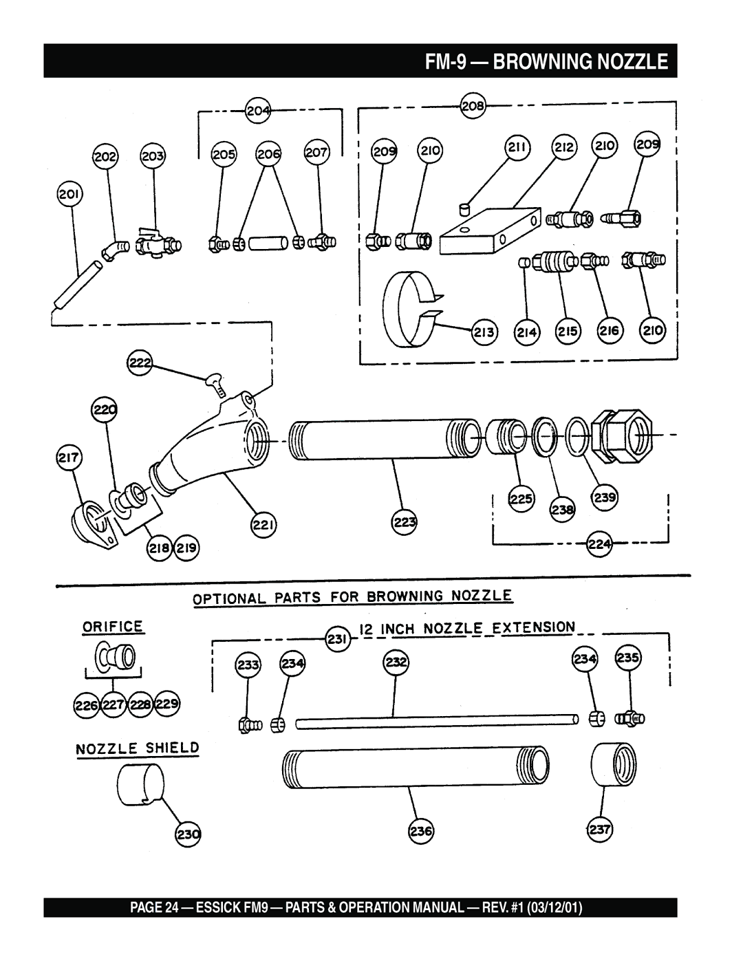 Multiquip FM9 operation manual FM-9 Browning Nozzle 