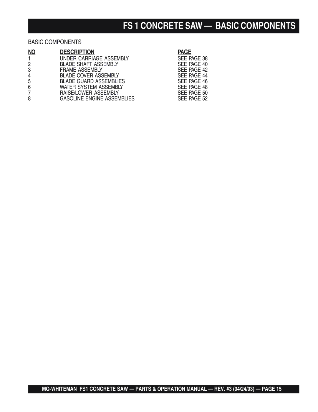 Multiquip FS 1 operation manual Description 