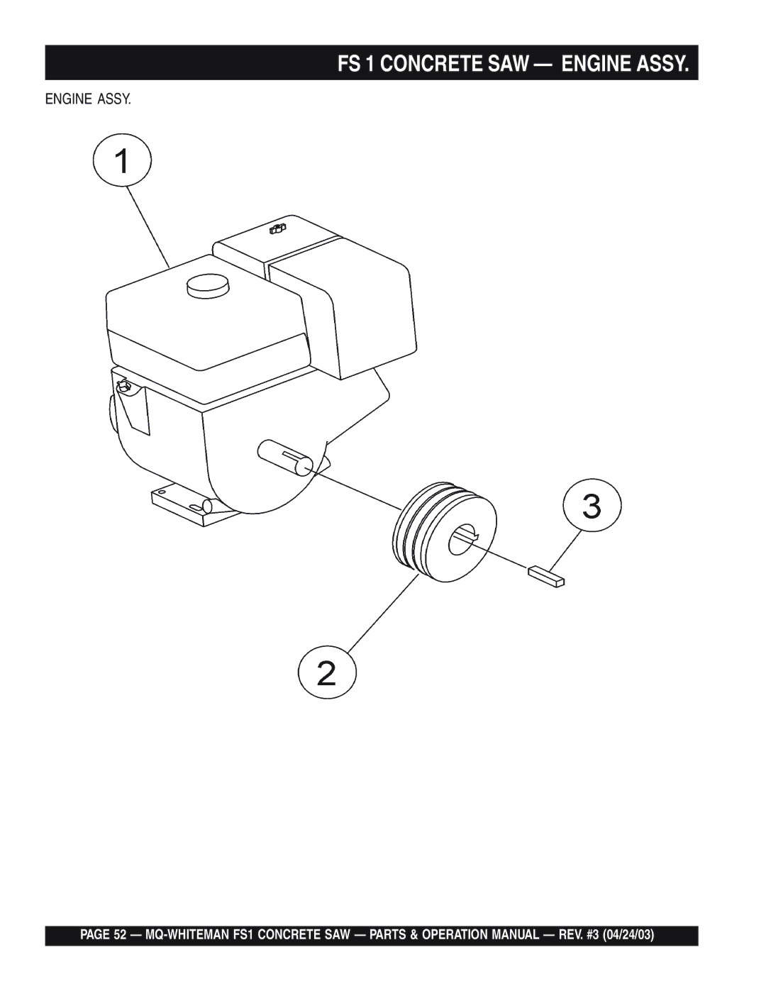 Multiquip operation manual FS 1 Concrete SAW Engine Assy 