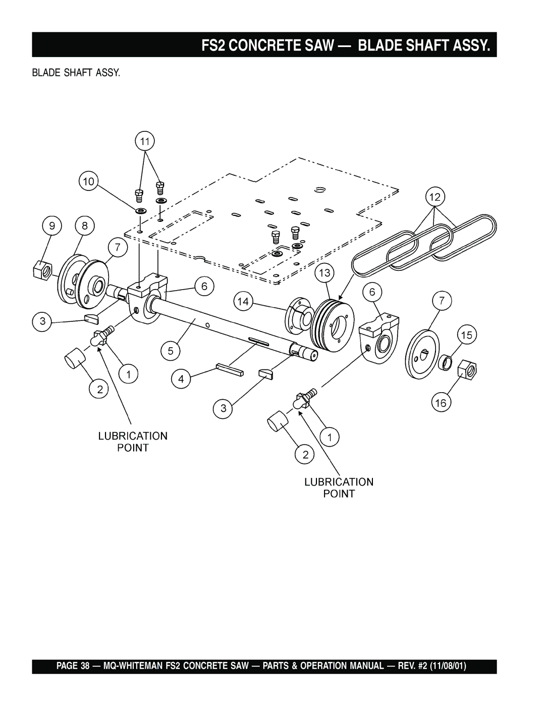 Multiquip operation manual FS2 Concrete SAW Blade Shaft Assy 