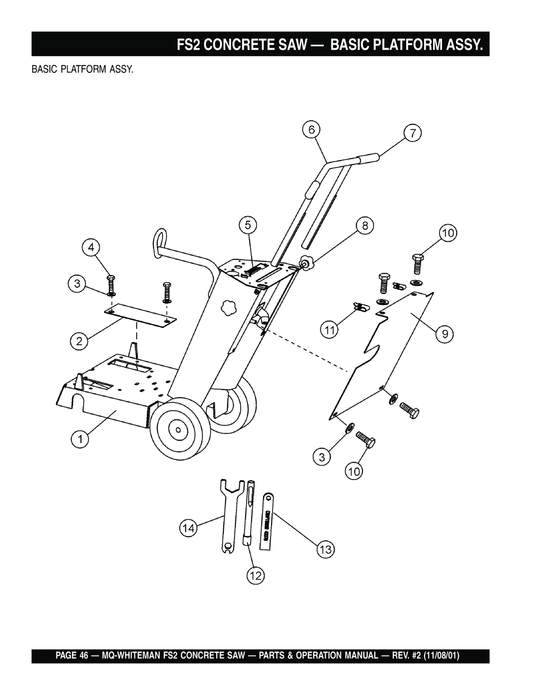 Multiquip operation manual FS2 Concrete SAW Basic Platform Assy 