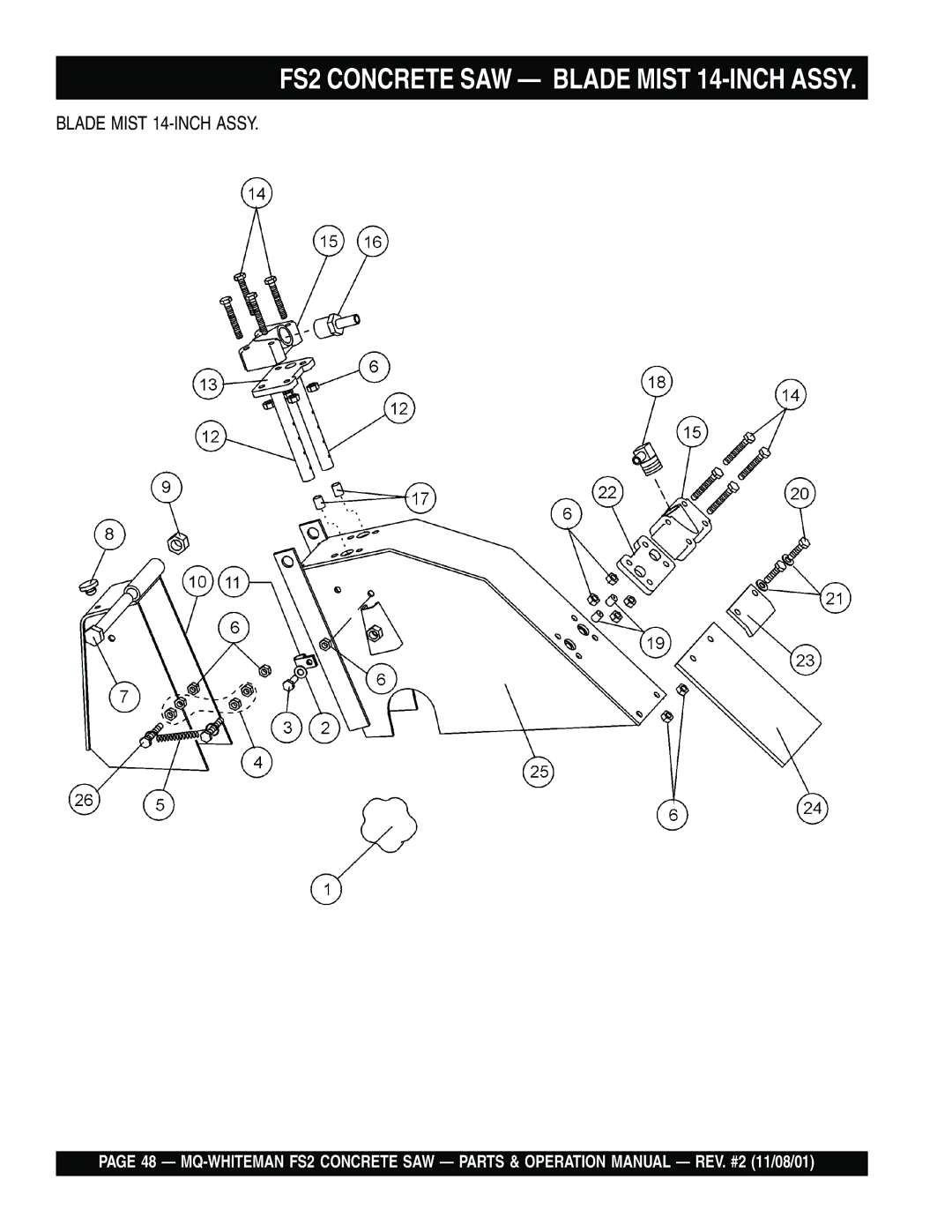 Multiquip operation manual FS2 Concrete SAW Blade Mist 14-INCH Assy 