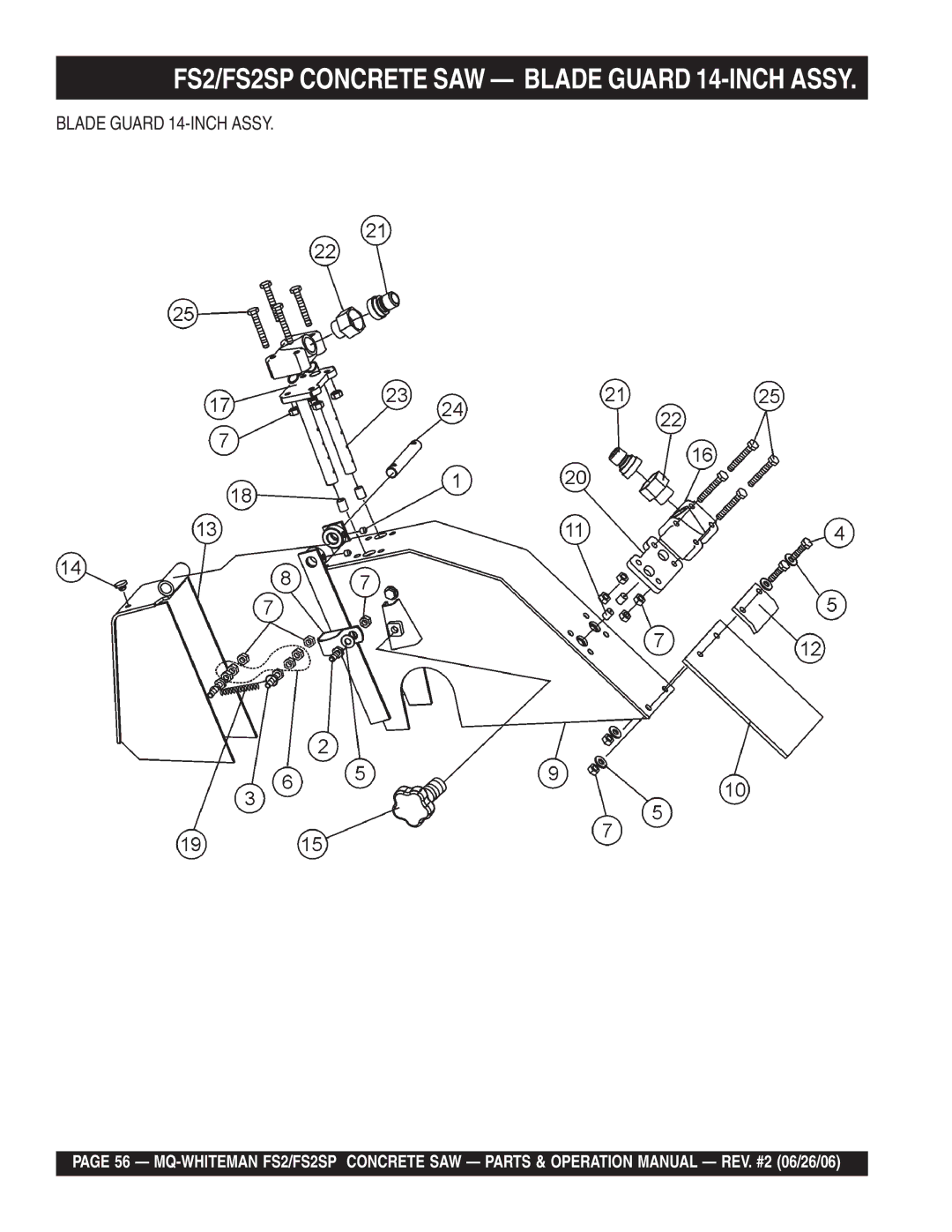 Multiquip operation manual FS2/FS2SP Concrete SAW Blade Guard 14-INCH Assy 