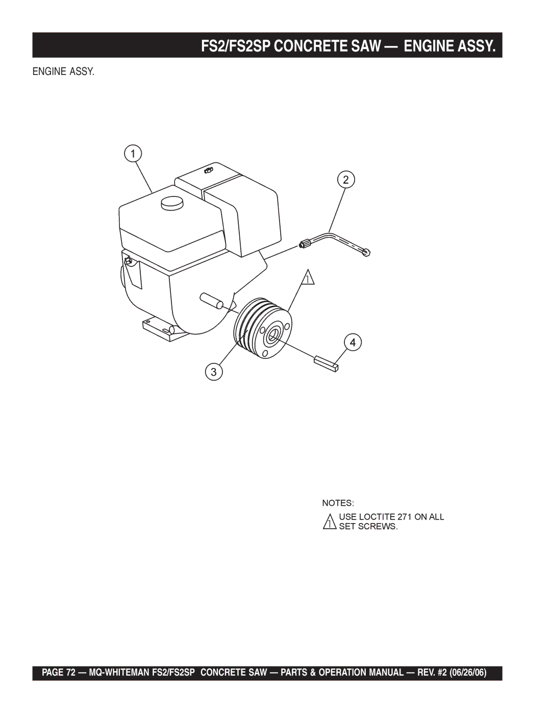 Multiquip operation manual FS2/FS2SP Concrete SAW Engine Assy 