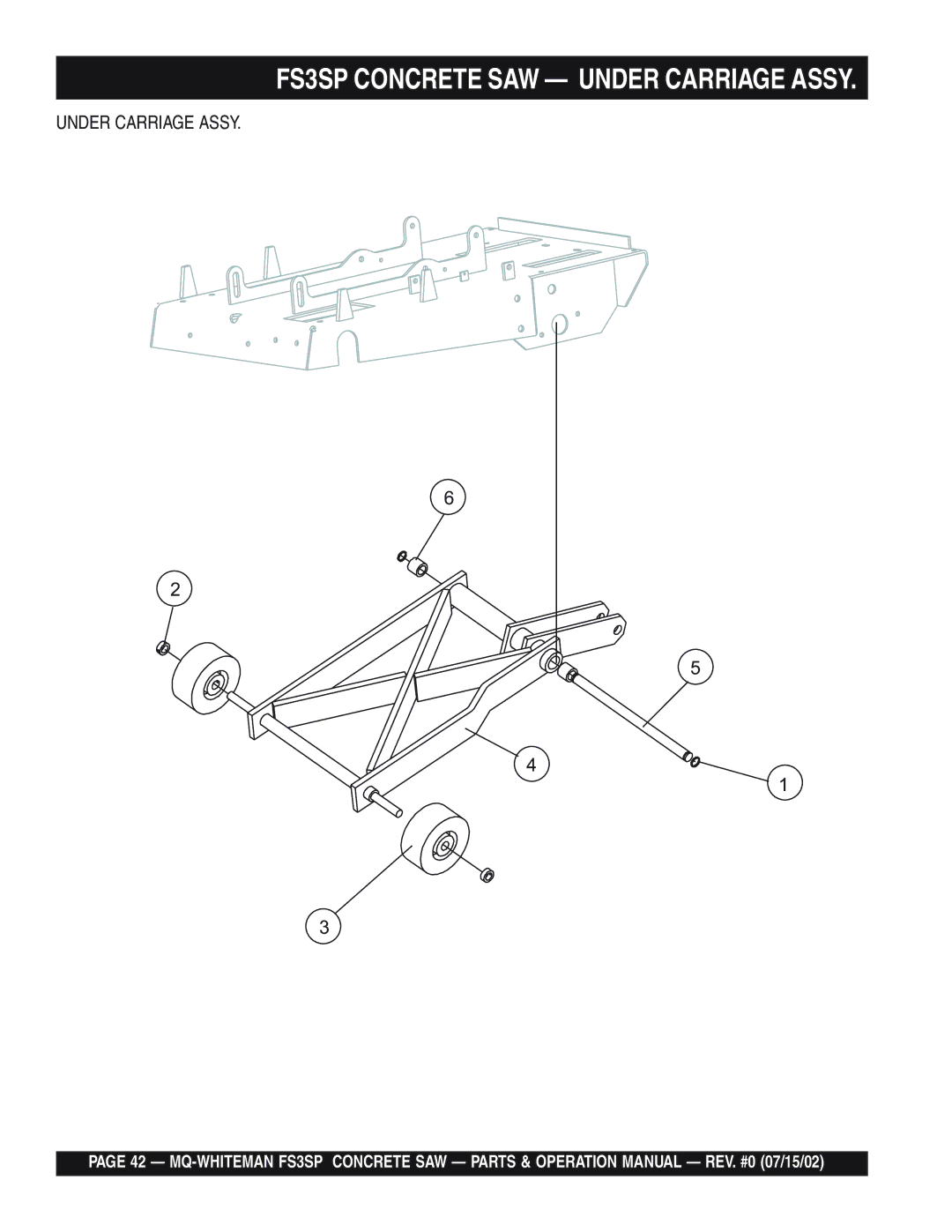 Multiquip operation manual FS3SP Concrete SAW Under Carriage Assy 