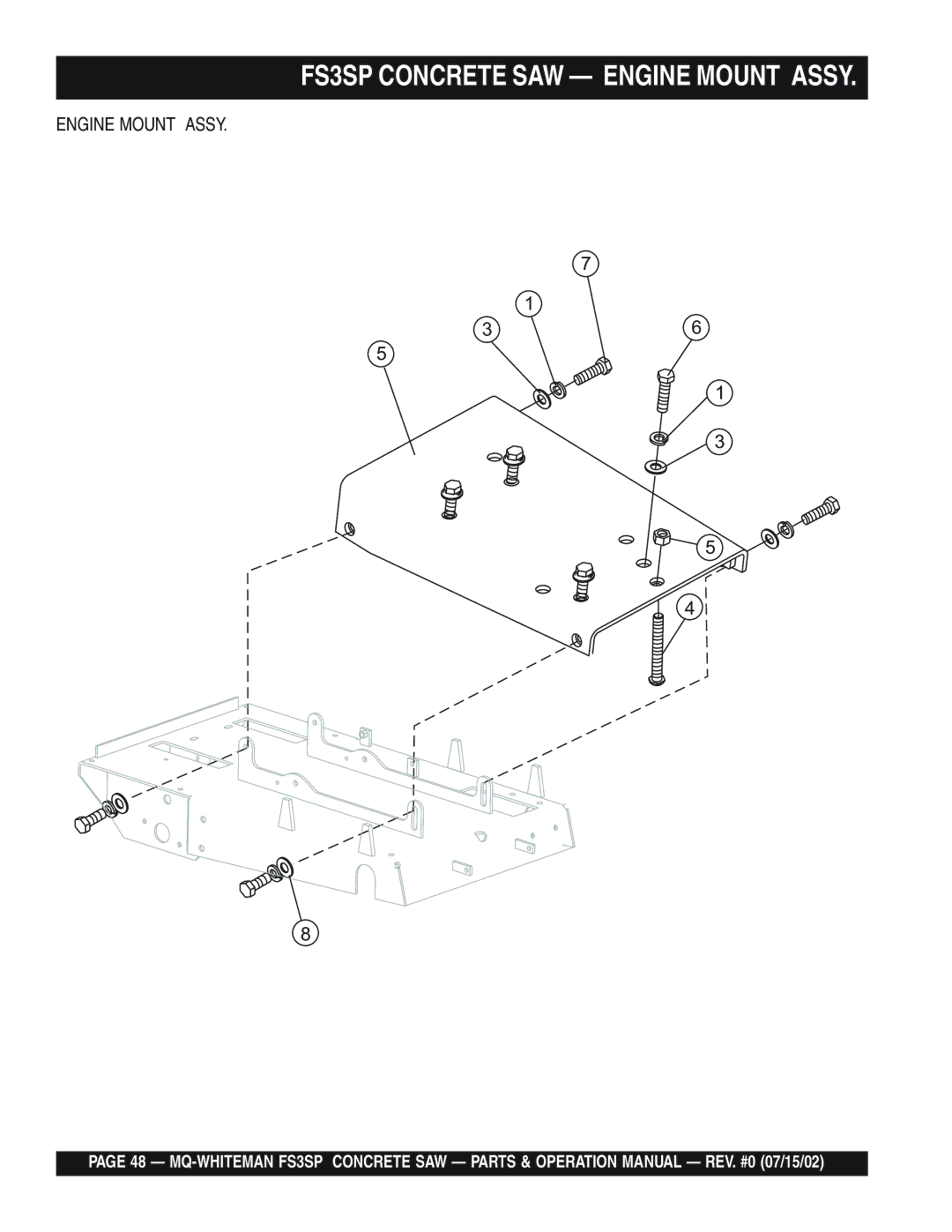 Multiquip operation manual FS3SP Concrete SAW Engine Mount Assy 