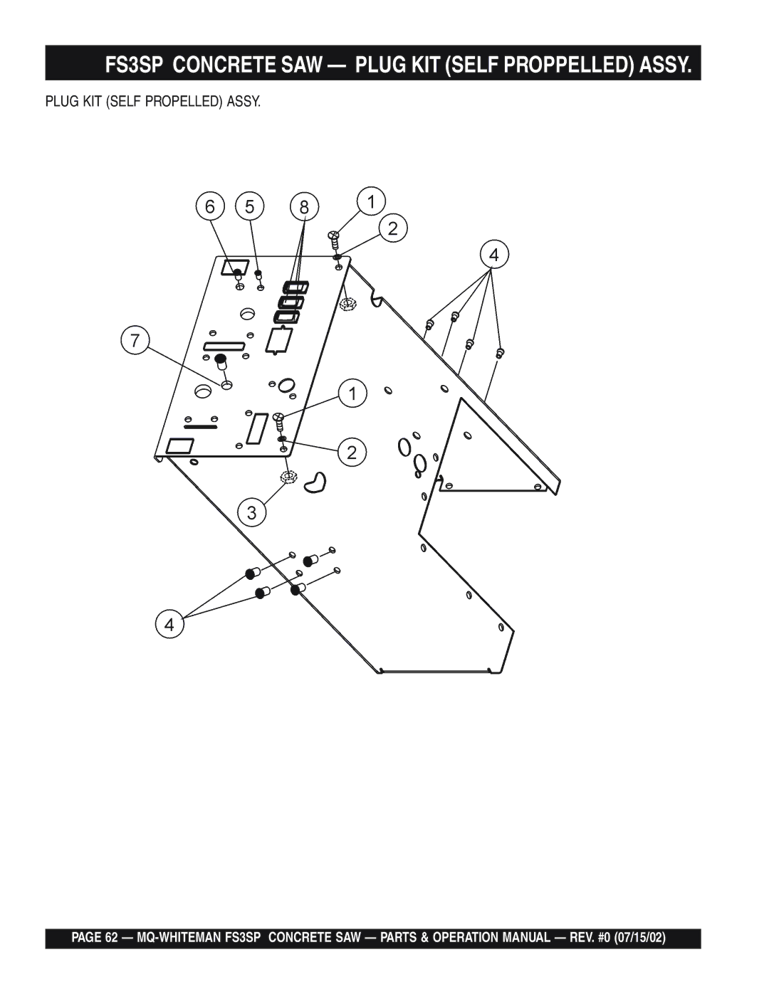 Multiquip operation manual FS3SP Concrete SAW Plug KIT Self Proppelled Assy 