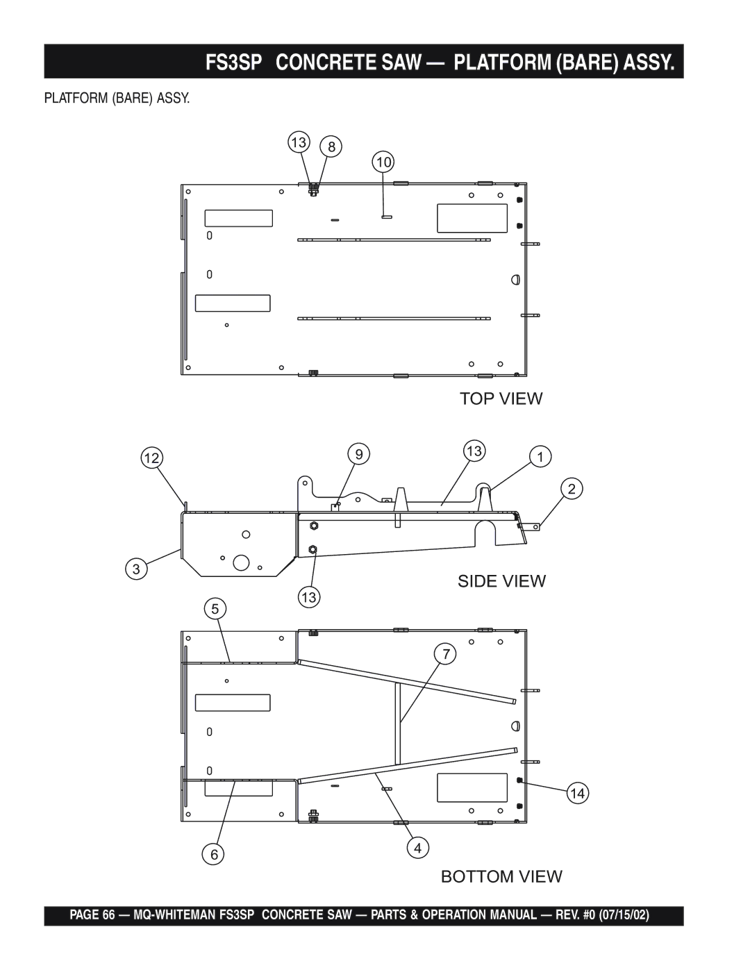 Multiquip operation manual FS3SP Concrete SAW Platform Bare Assy 