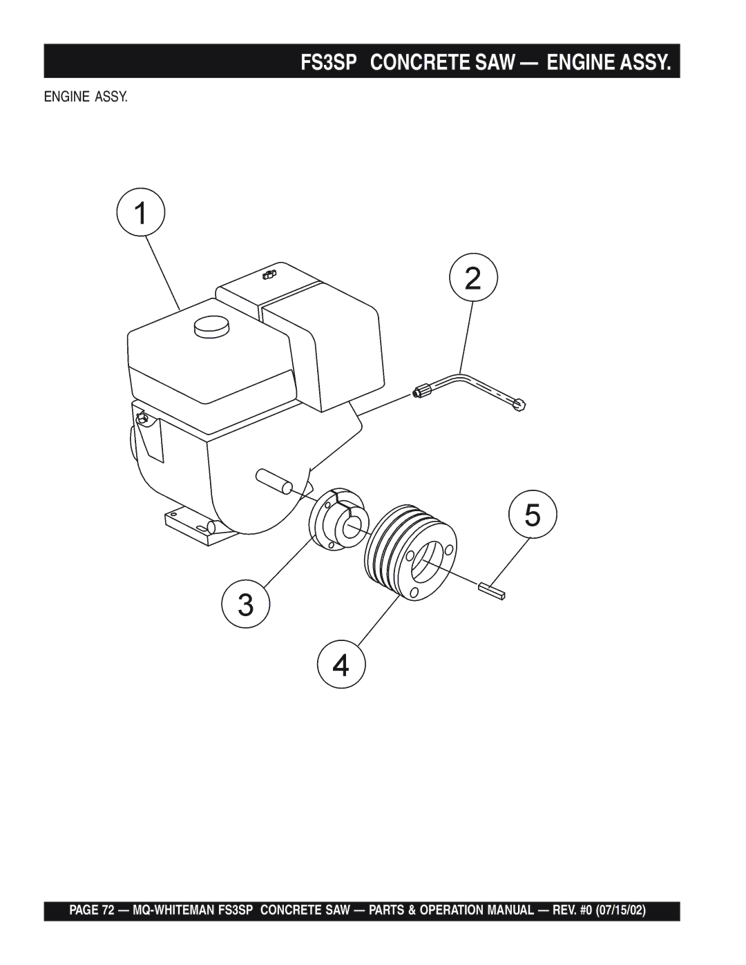 Multiquip operation manual FS3SP Concrete SAW Engine Assy 