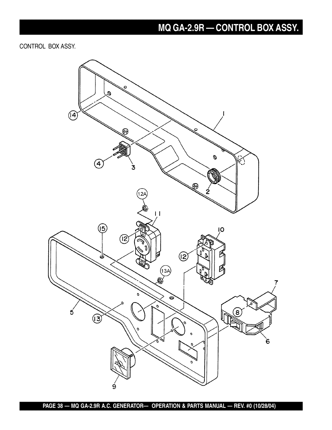 Multiquip manual MQ GA-2.9R Control BOX Assy 