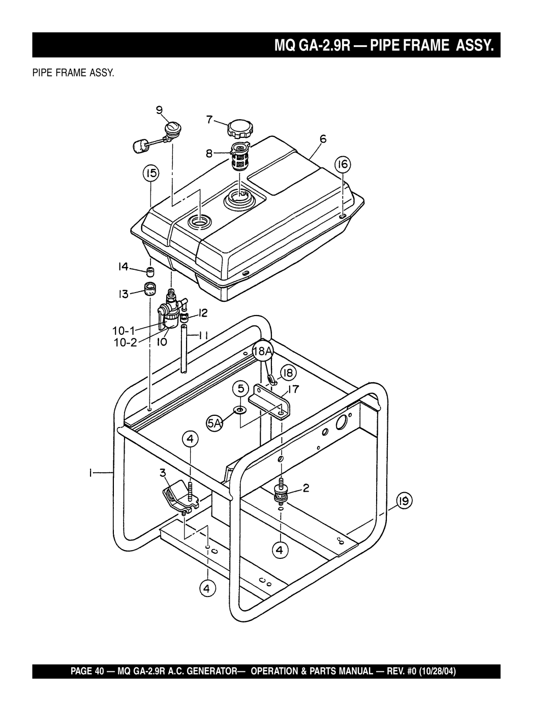 Multiquip manual MQ GA-2.9R Pipe Frame Assy 