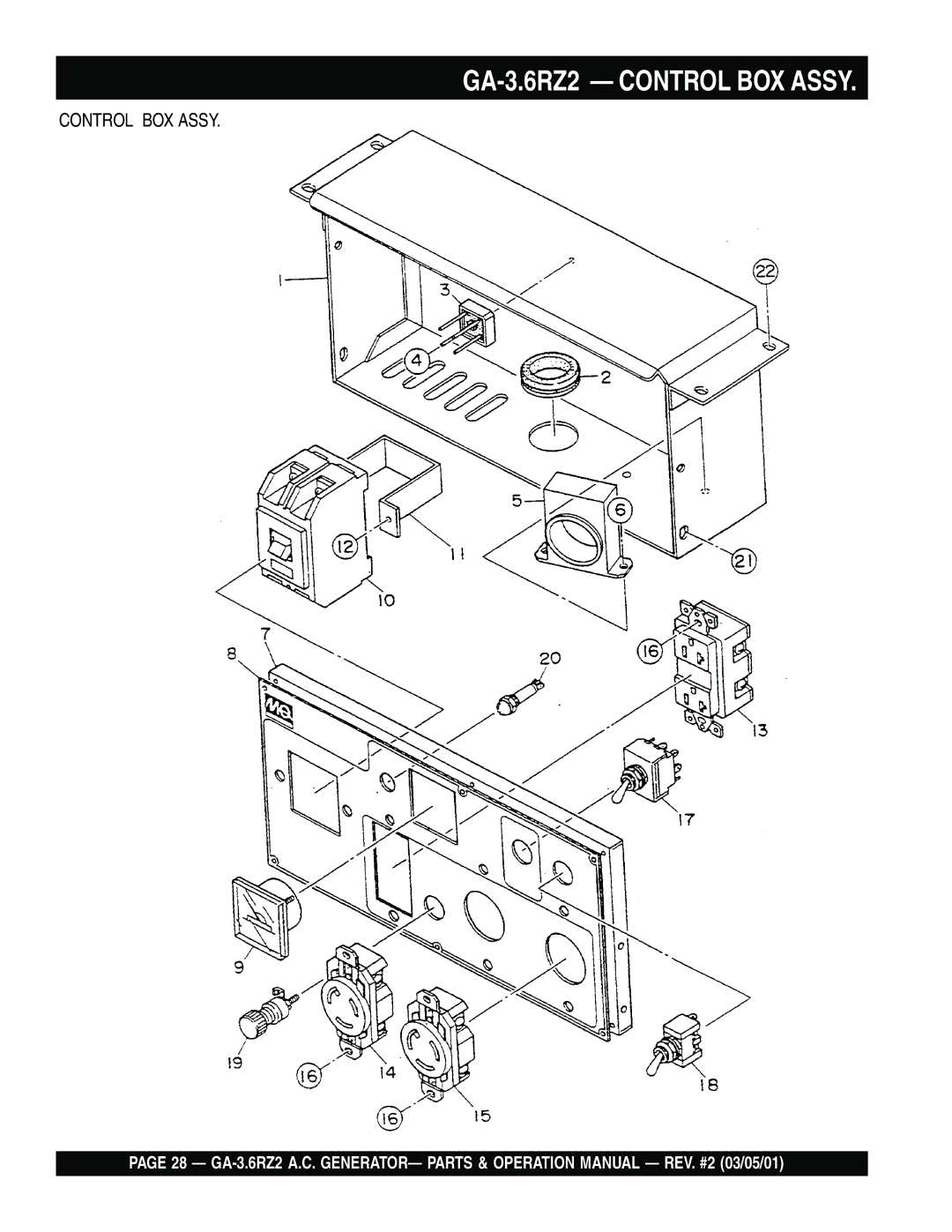 Multiquip operation manual GA-3.6RZ2 Control BOX Assy 