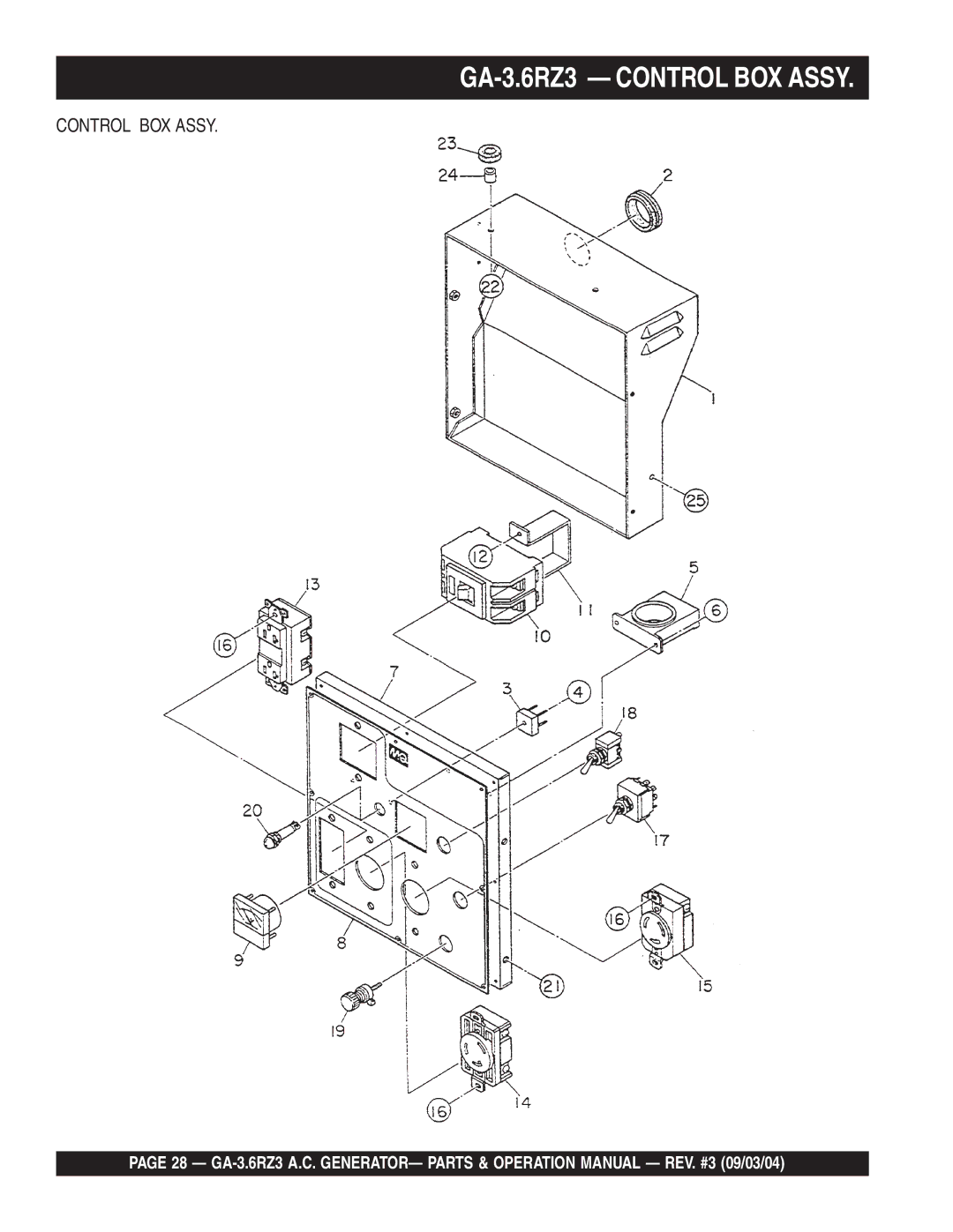 Multiquip operation manual GA-3.6RZ3 Control BOX Assy 