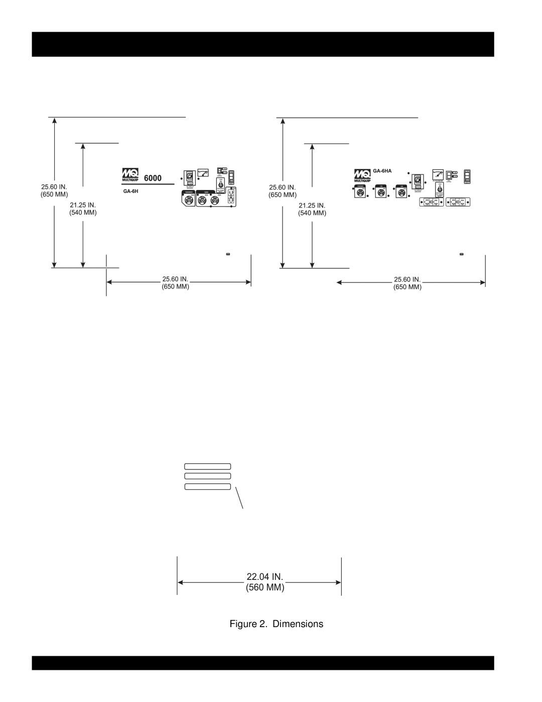 Multiquip ga-6h manual GA-6H/GA-6HA Dimensions 