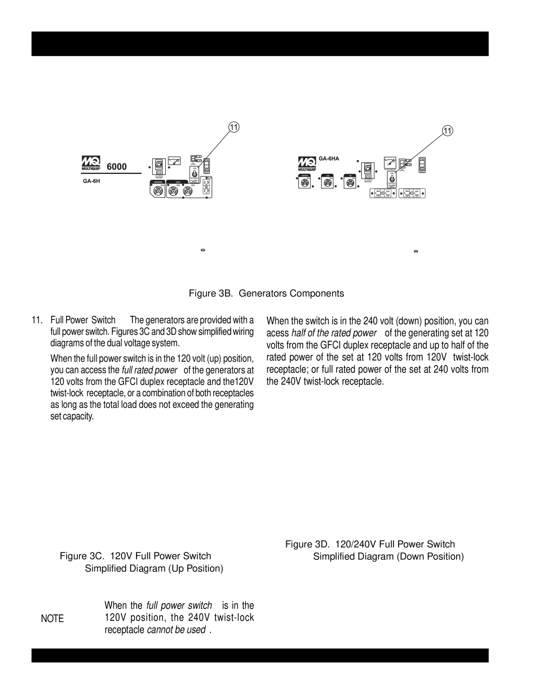 Multiquip GA-6HA, ga-6h manual When the full power switch is 