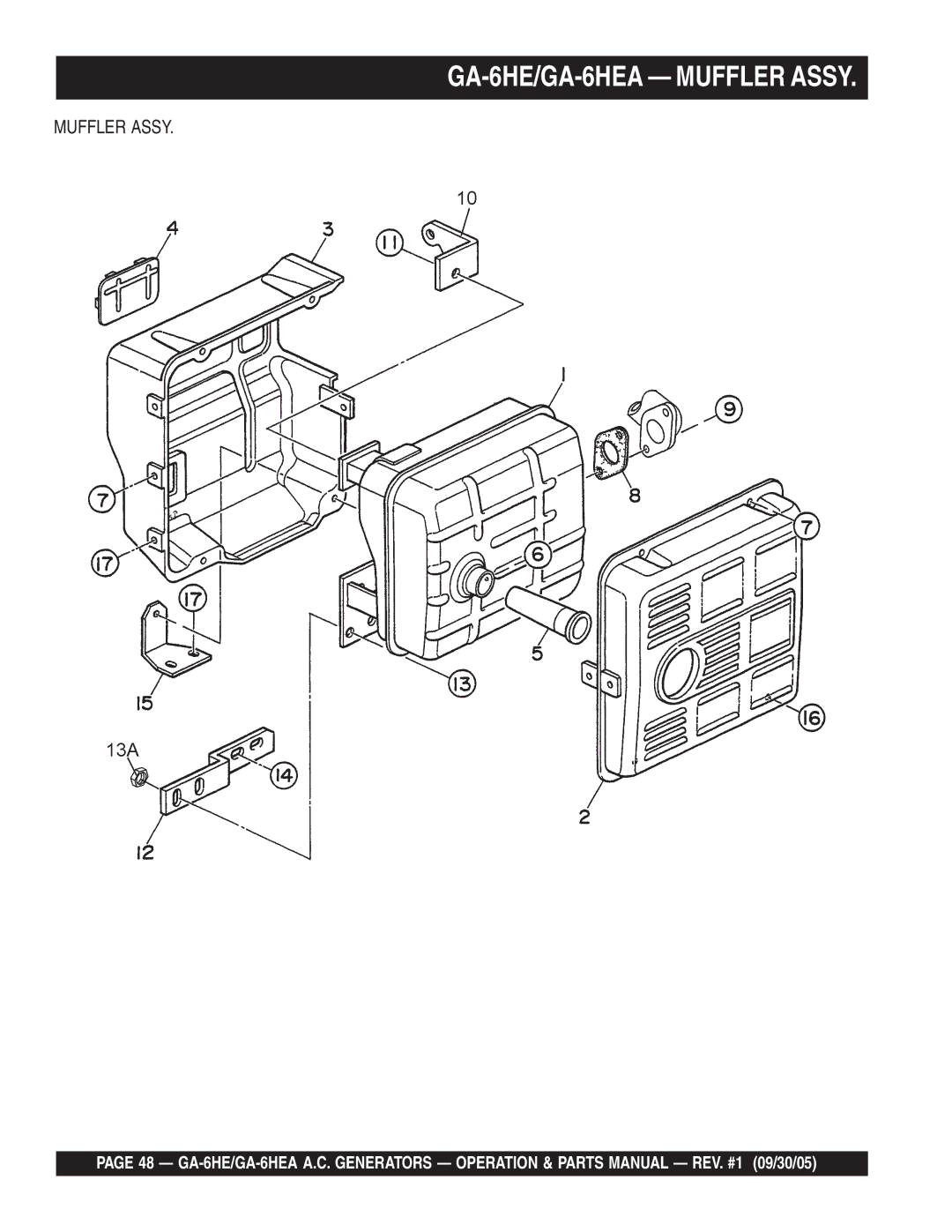 Multiquip manual GA-6HE/GA-6HEA Muffler Assy 