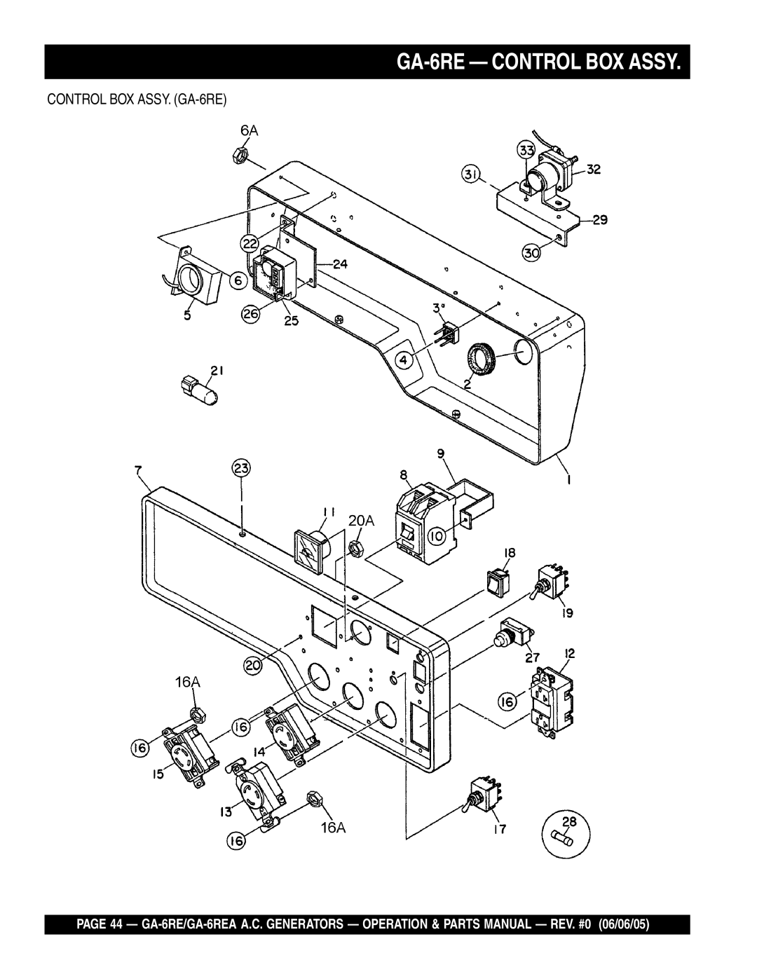 Multiquip GA-6REA manual GA-6RE Control BOX Assy 