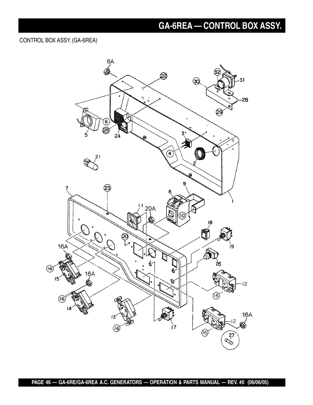 Multiquip manual GA-6REA Control BOX Assy 