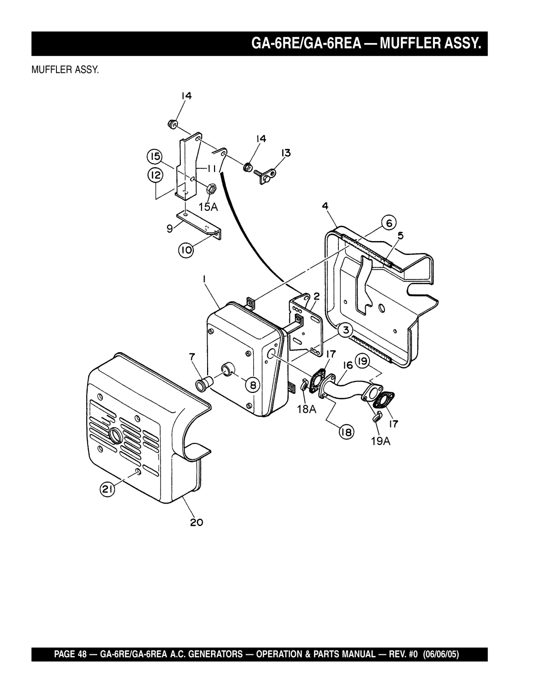 Multiquip manual GA-6RE/GA-6REA Muffler Assy 