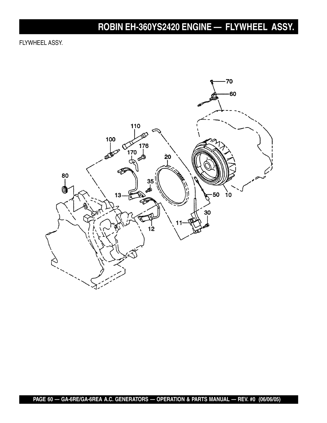 Multiquip GA-6REA manual Robin EH-360YS2420 Engine Flywheel Assy 