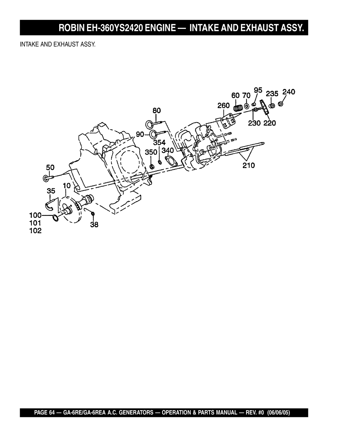 Multiquip GA-6REA manual Robin EH-360YS2420 Engine Intake and Exhaust Assy 