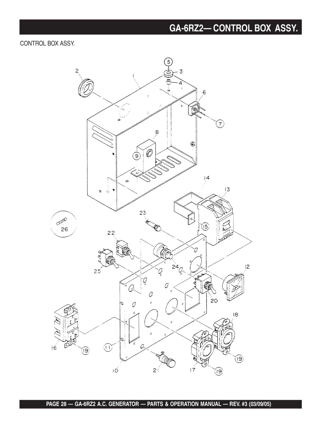 Multiquip operation manual GA-6RZ2- Control BOX Assy 