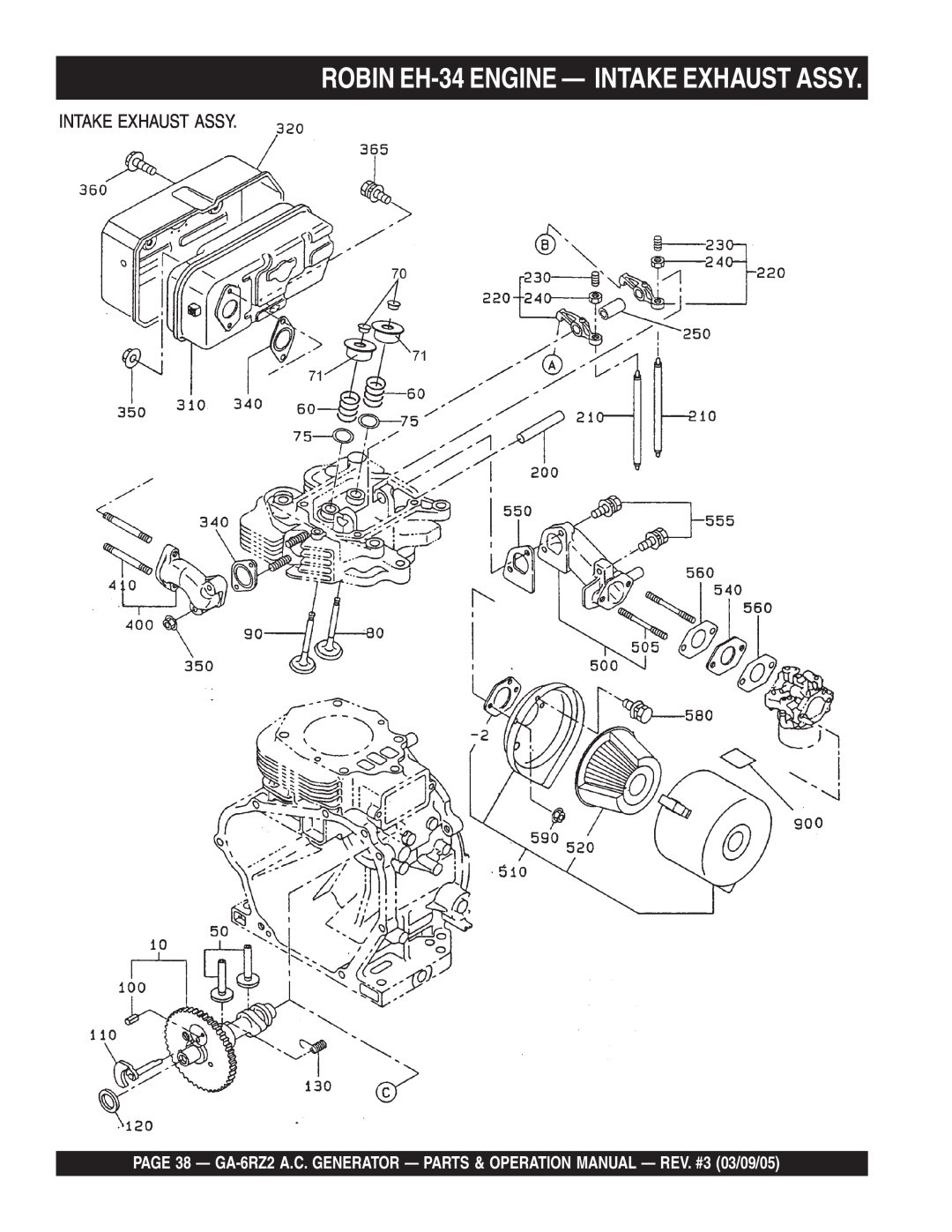 Multiquip GA-6RZ2 operation manual ROBIN EH-34ENGINE - INTAKE EXHAUST ASSY, Intake Exhaust Assy 