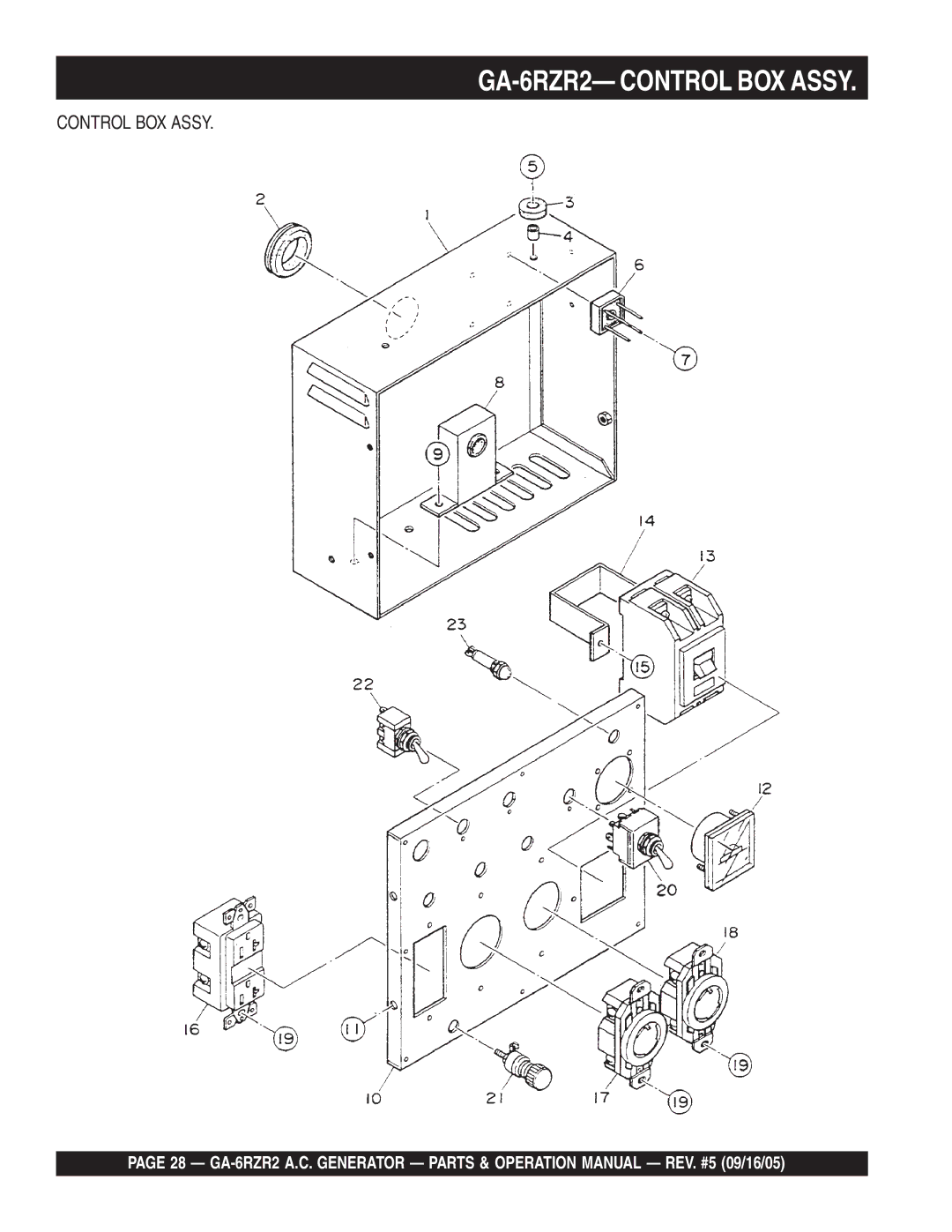 Multiquip operation manual GA-6RZR2- Control BOX Assy 