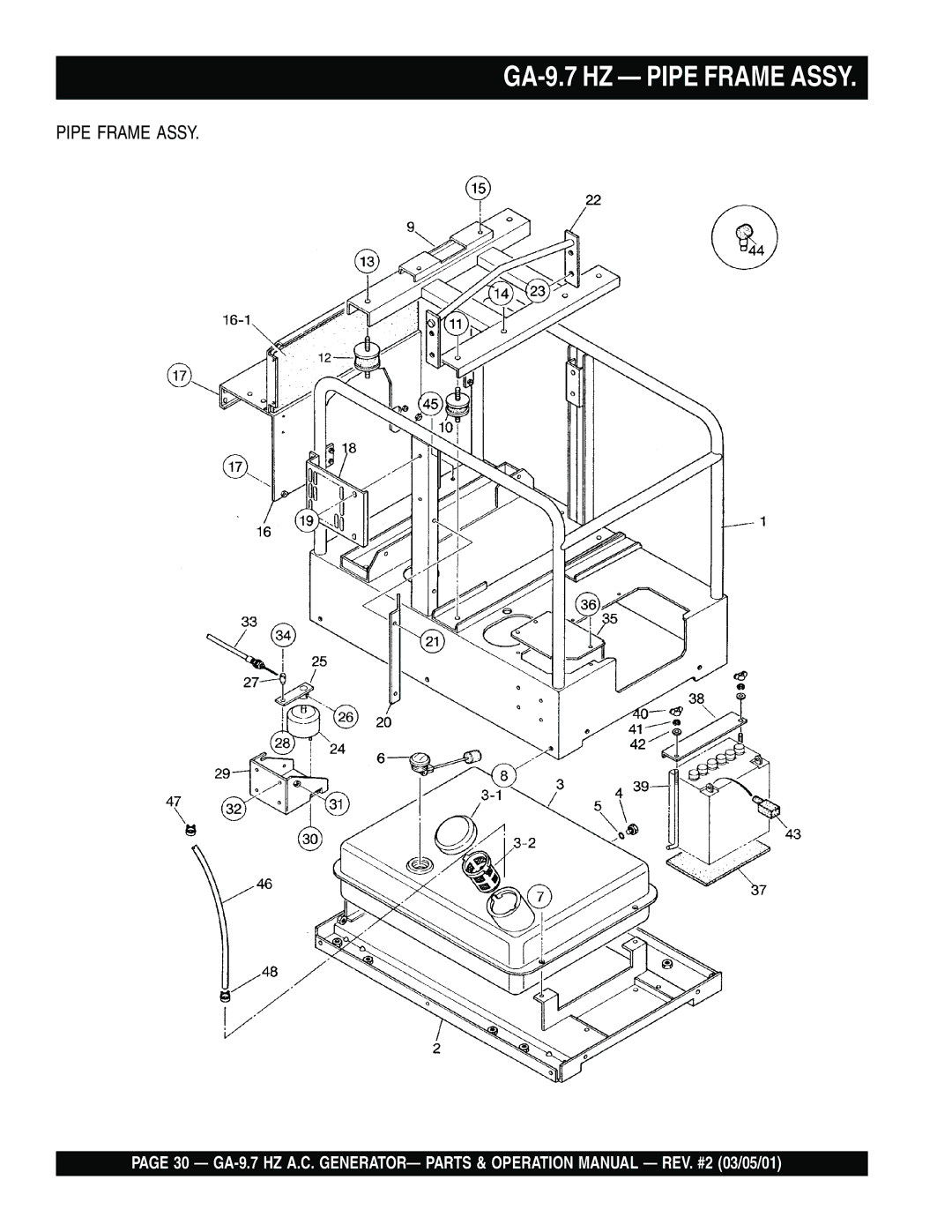 Multiquip operation manual GA-9.7 HZ Pipe Frame Assy 