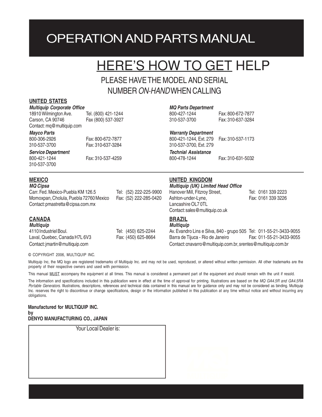 Multiquip GA4.5RA manual Heres HOW to GET Help 