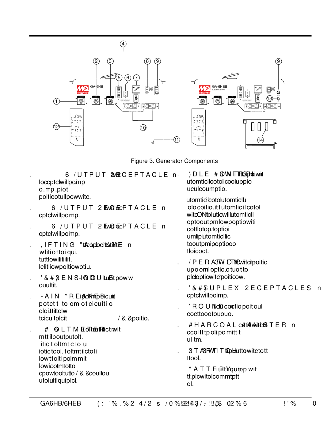 Multiquip ga6HB, ga6HEB manual Components generator, GA-6HEB 