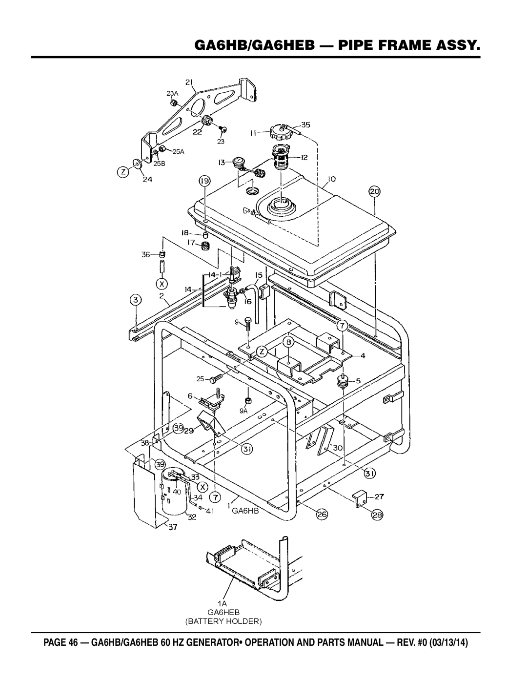 Multiquip ga6HEB, ga6HB manual GA6HB/GA6HEB Pipe Frame Assy 