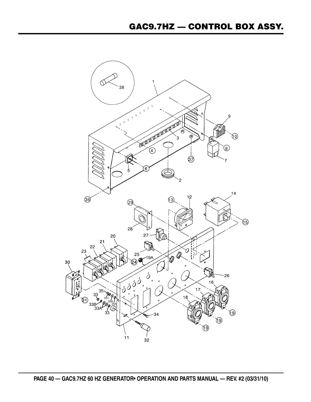 Multiquip GAC-9.7HZ manual GAC9.7HZ Control BOX Assy 