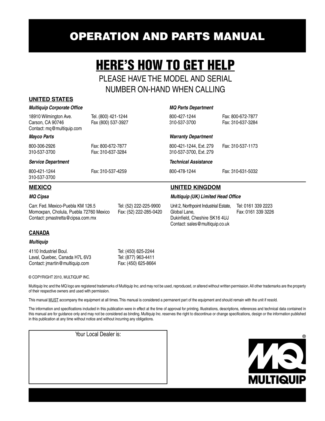 Multiquip GAC6HZ manual HERE’S HOW to GET Help 