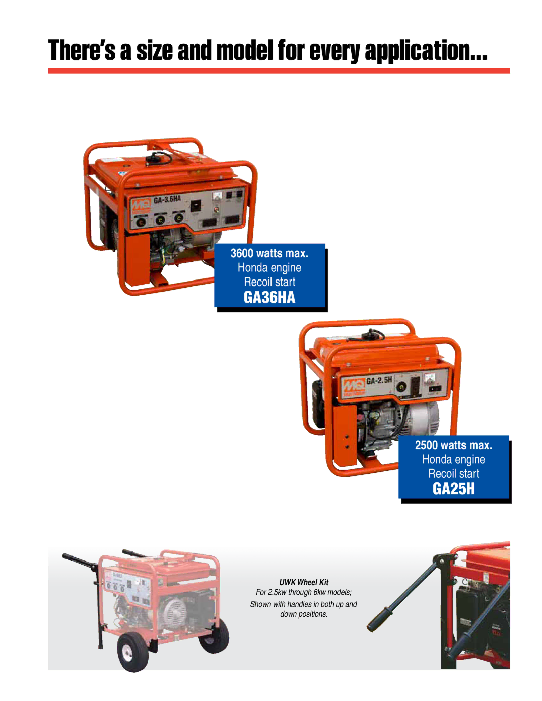 Multiquip GA6REA, GAW180HE, DLW300ESA, GAW135H, GA97HE, GDP5H, GA6HEA, GA6HA, SDW225SSA, DLW400ESA, DAW500SA, BDW180MC GA36HA, GA25H 