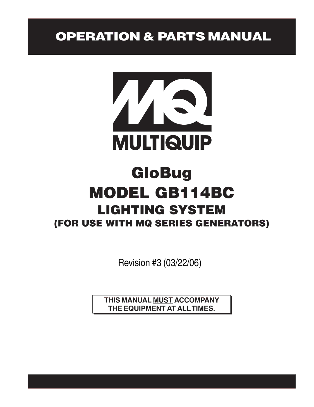 Multiquip manual Model GB114BC 