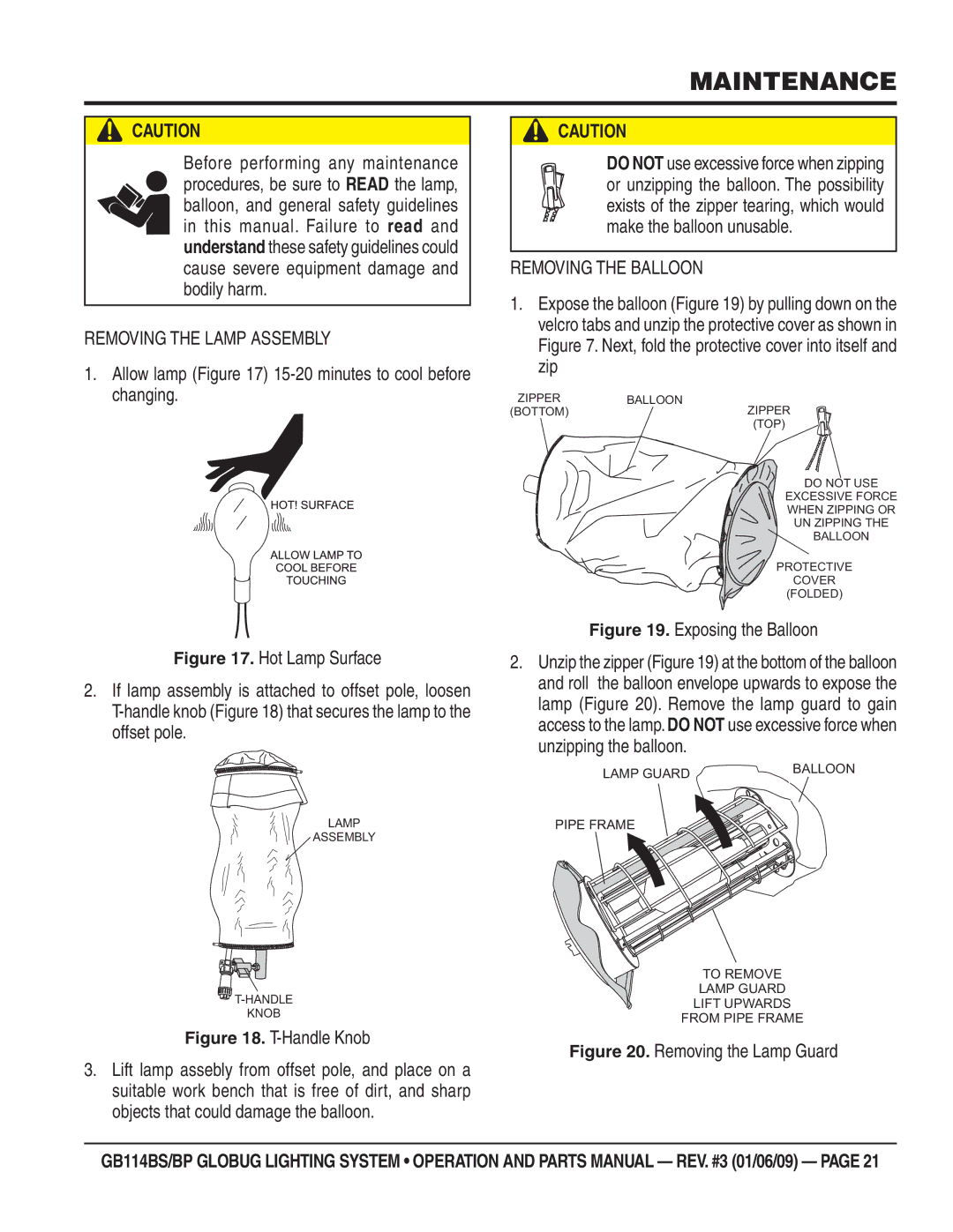 Multiquip GB114BS/BP manual Maintenance, Handle Knob 