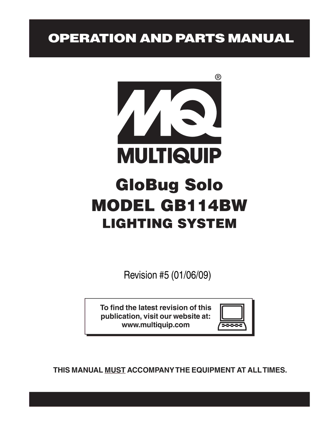 Multiquip manual Model GB114BW 