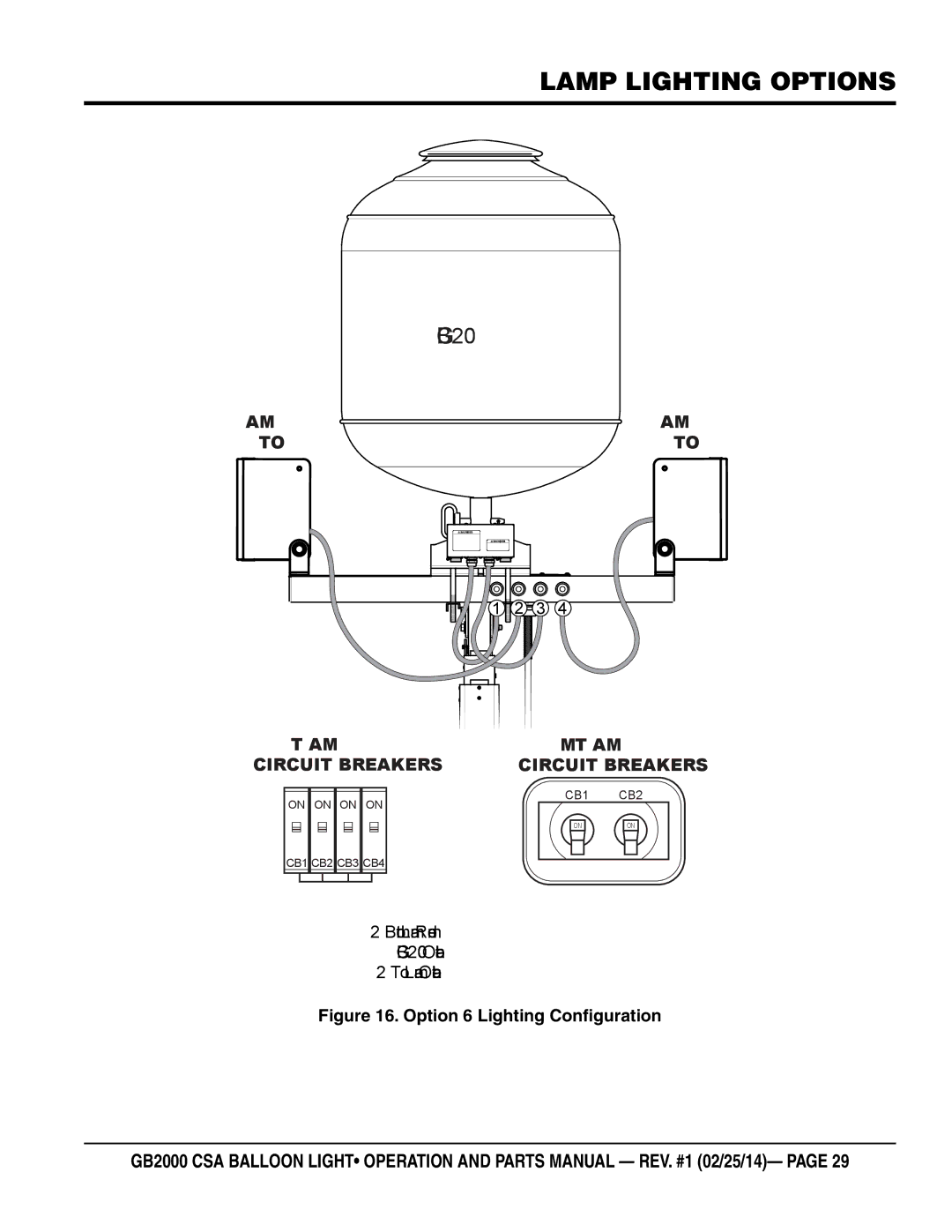 Multiquip GB2000 manual Option 6 Lighting Configuration 