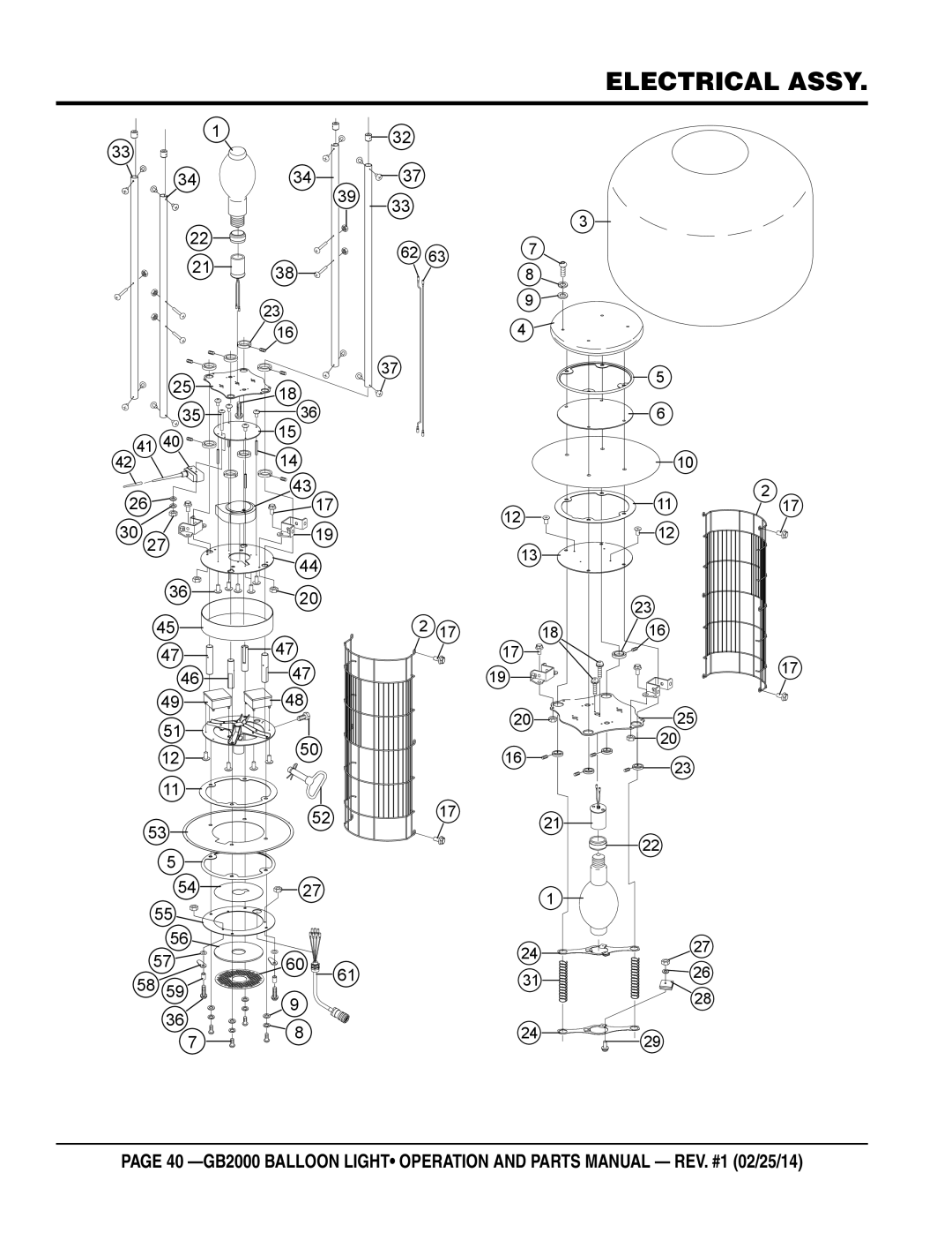 Multiquip GB2000 manual Electrical Assy 