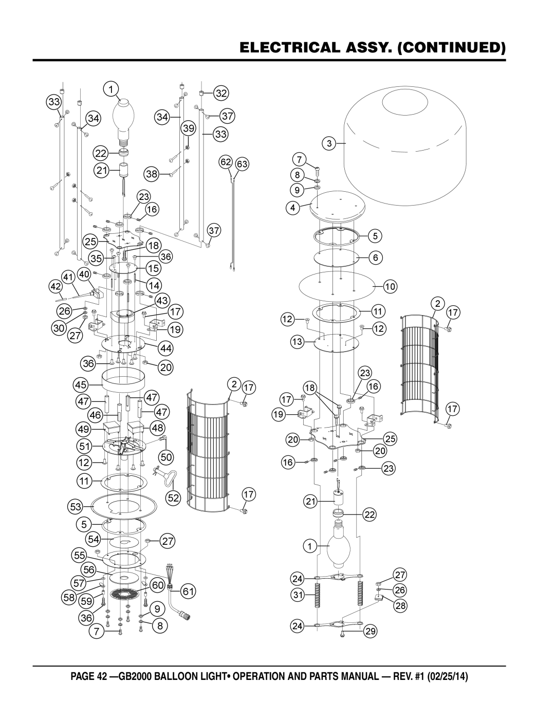 Multiquip GB2000 manual Electrical Assy 