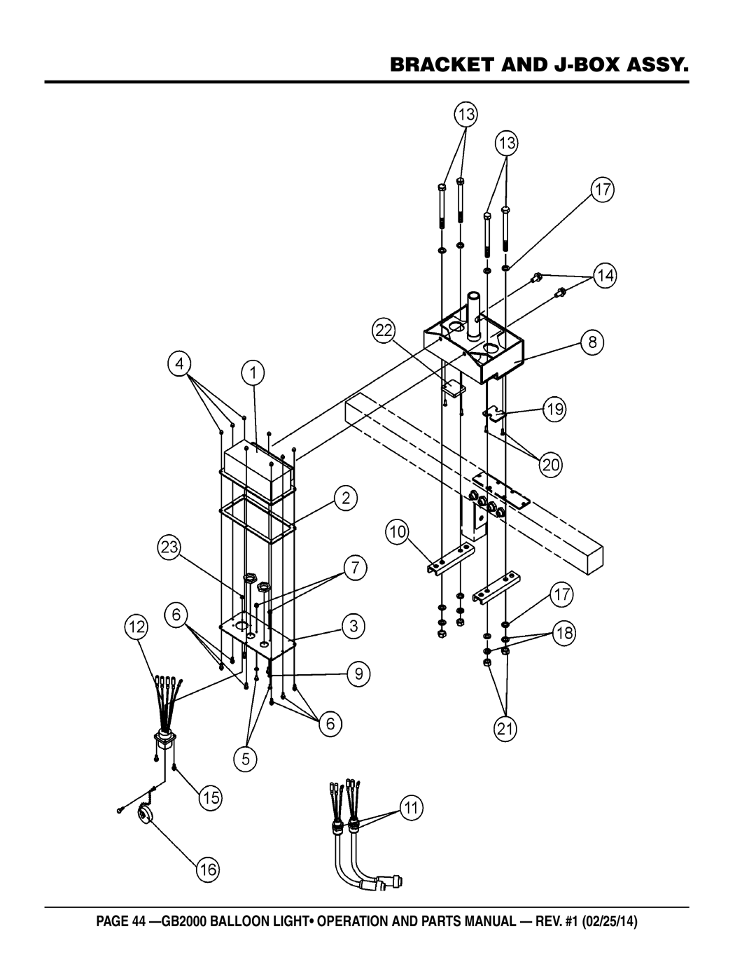 Multiquip GB2000 manual Bracket and J-BOX Assy 