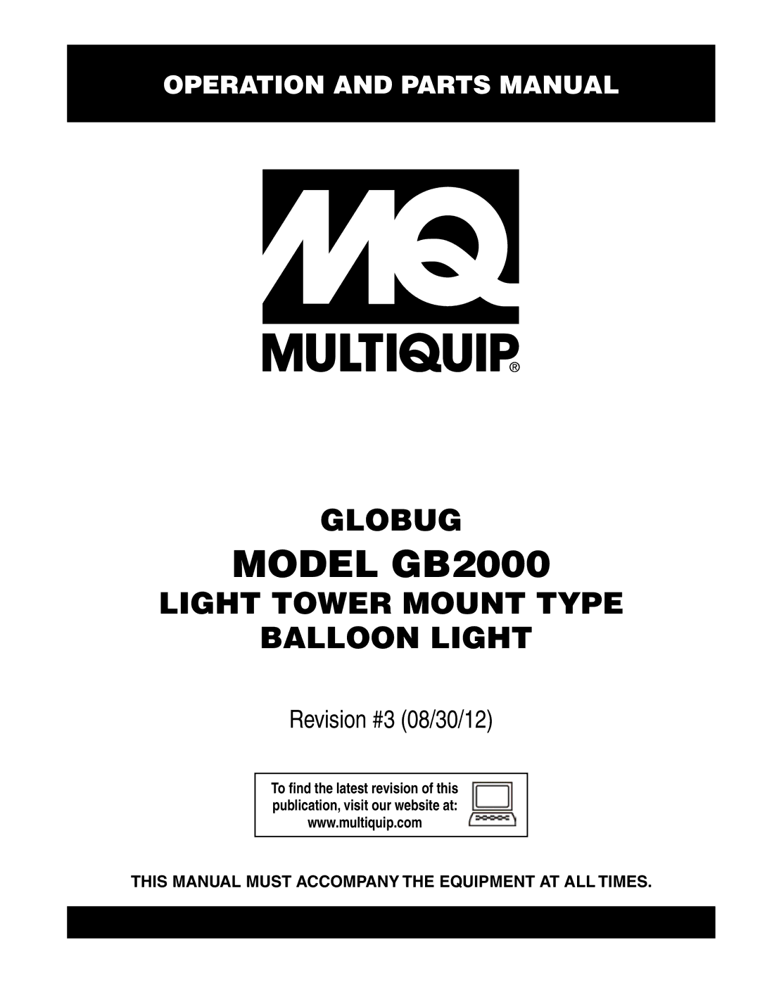 Multiquip manual Model GB2000 