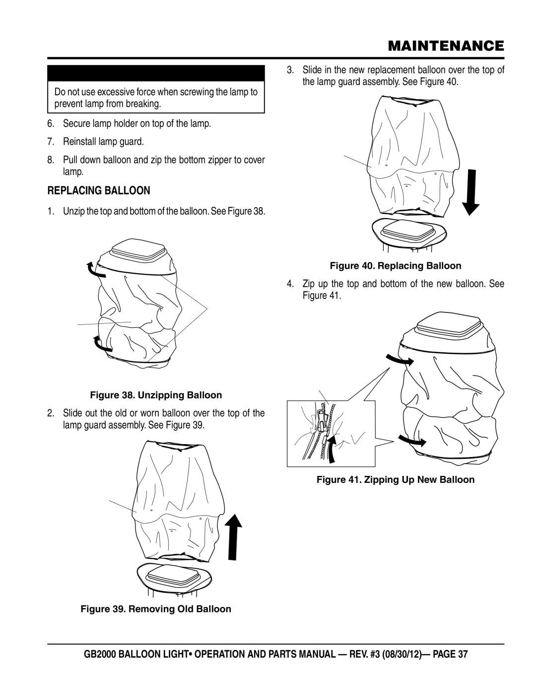 Multiquip GB2000 manual Replacing Balloon 