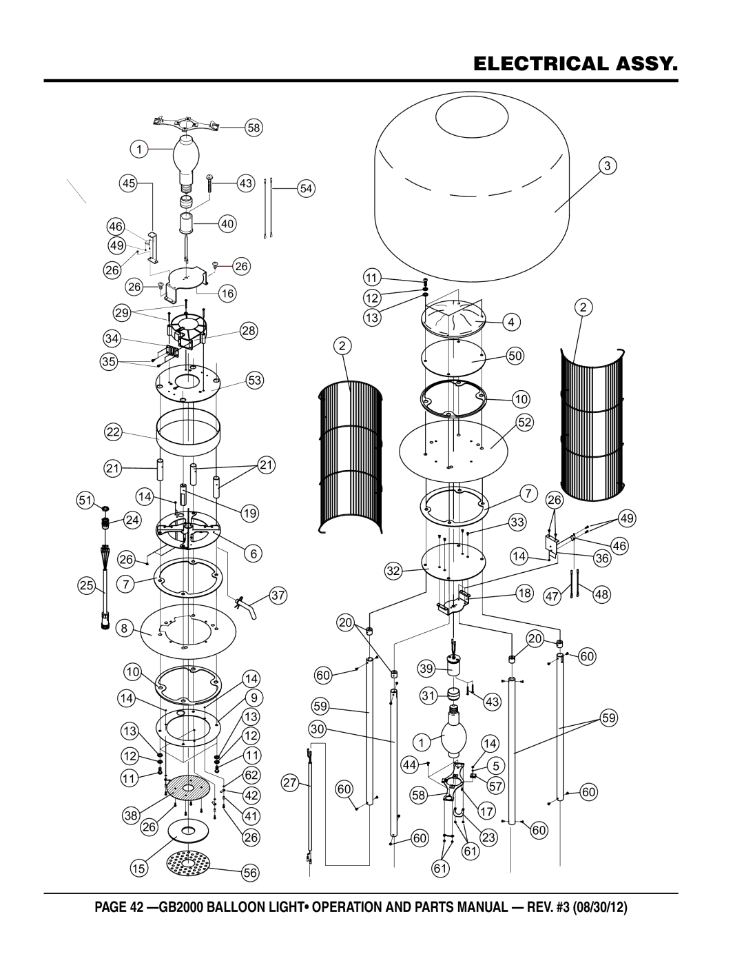 Multiquip GB2000 manual Electrical assy 