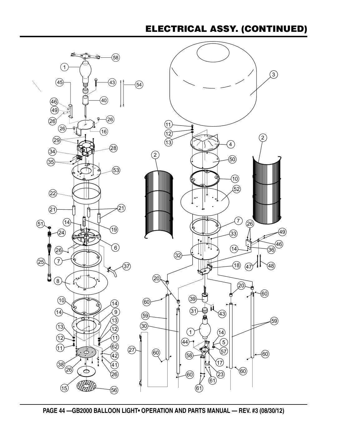 Multiquip GB2000 manual Electrical assy 