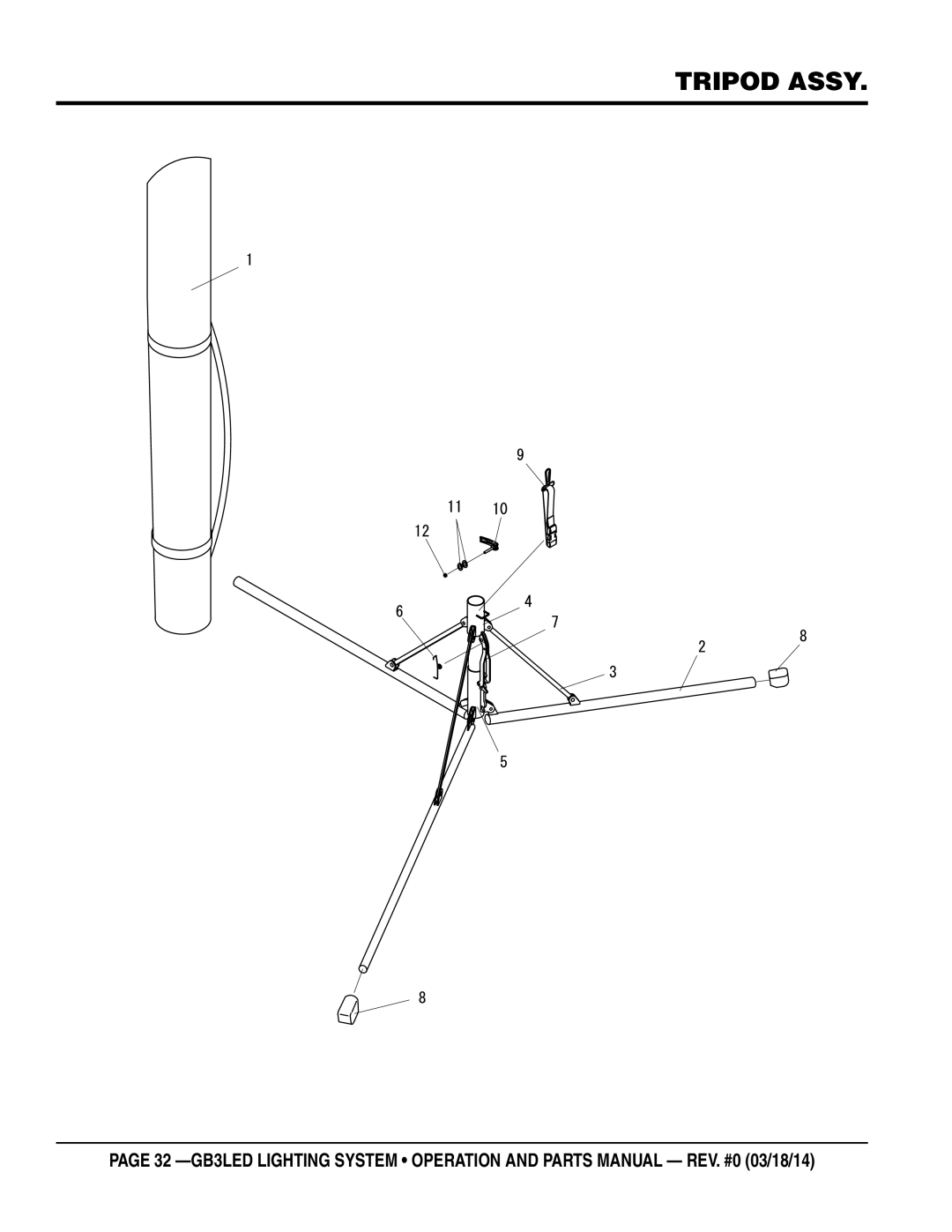 Multiquip GB3LED manual Tripod Assy 